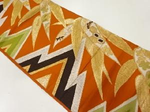 アンティーク　笹に松梅模様織出し袋帯（材料）